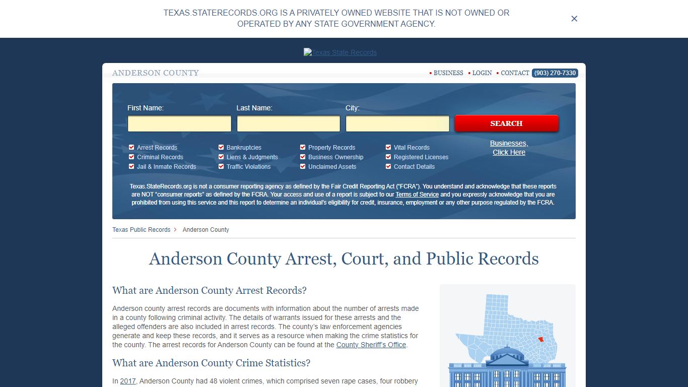 Anderson County Arrest, Court, and Public Records